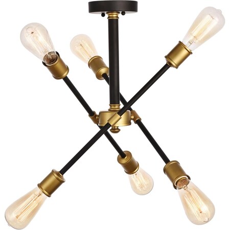 Lighting Business 16.6 x 17.1 in. Axel 6 Light Black & Brass Flush Mount LI2955327